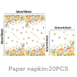 Herbstlicher Aquarell Kürbis Papierservietten 33x33cm Party Tischdeko 20er Set