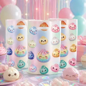 Bunte süße Knödel Party Papiertüten mit niedlichem Baozi Druck für Kindergeburtstagsfeier.