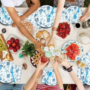Sommer blaue Ozean Muschel Seestern Thema Party Pappteller Servietten Geschirr Set Deko.