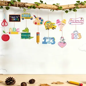 Rentrée scolaire décorations suspendues en bois classe dessin animé licorne bus