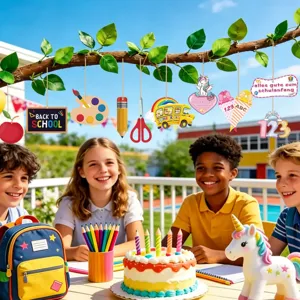 Décorations suspendues de rentrée scolaire licorne bus scolaire en bois pour fête d'enfants.