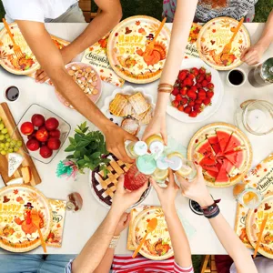 Erntedankfest Truthahn Thema Pappteller Servietten Party Geschirr Set fuer Feierlichkeiten