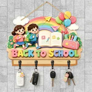 Plaque suspendue en bois rentrée scolaire mignons élèves dessin animé arc-en-ciel déco