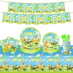 Traktor Geburtstag Party Deko Set Pappteller Becher Servietten Tischdecke Banner