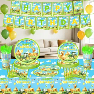 Bauernhof Traktor Party Einweggeschirr Set Pappteller Becher Servietten Tischdecke