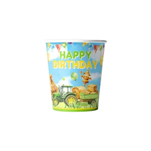 Bauernhof Traktor Motiv Geburtstag Party Pappbecher Einweggeschirr fur Kinder Feier.