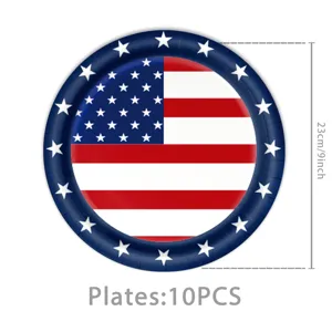 US-Flagge Party Pappteller, 23cm 9Zoll Durchmesser, 10 Stück Packung für Feierlichkeiten.