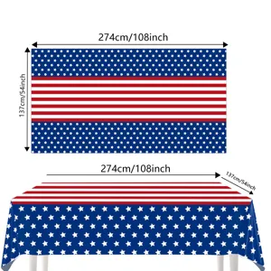 US-Flagge Tischdecke für Unabhängigkeitstag Party, 274x137 cm patriotische Tischabdeckung Deko