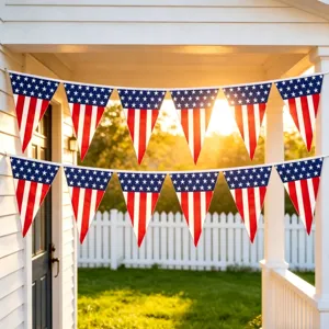 Amerikanische Flagge Wimpelkette für Unabhängigkeitstag Party Dekoration Details Ansicht