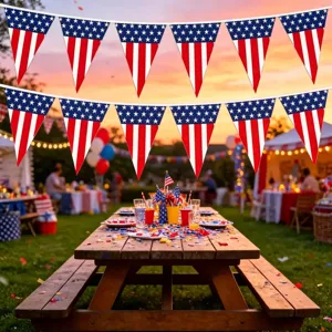 USA Flagge Wimpelkette Unabhängigkeitstag Party Dekoration Outdoor Picknick Hängende