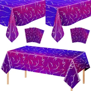 Holografisch Laser Einweg Kunststoff Tischdecke Wasserdicht Öldicht Geometrisch Blitz Bedruckt Rechteckig Party Tischdecke Für Geburtstag Feier Dekor