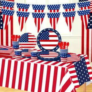 Amerikanische Flagge Unabhängigkeitstag Party Zubehör Geschirr Pappteller Becher Servietten