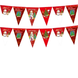 Christmas party decoration bunting pennant flags banner holiday hanging festive decor supply