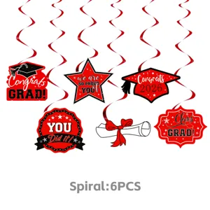 2026 graduation party hanging swirl decorations set with graduation cap and star cutouts.