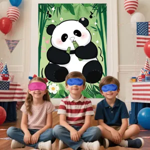 Cartoon Panda Motiv Geburtstag Party Hintergrund Dekoration Banner Zubehör Detail Ansicht.