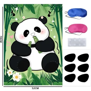 Niedliches Panda Party Poster Set mit Schlafmaske und Aufklebern fuer Kinder Geburtstag.