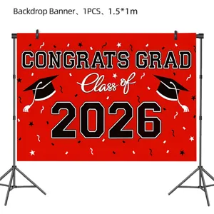 Graduation backdrop banner 2026 class of 2026 party photography background 1.5x1m red