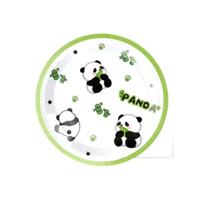 Süßer Cartoon Panda Pappteller für Kindergeburtstag Party Tischdeko und Feierbedarf.