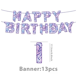 Dämonenjäger Thema Geburtstag Party Banner in lila Riss Textur, 13 Stk Dekoration.
