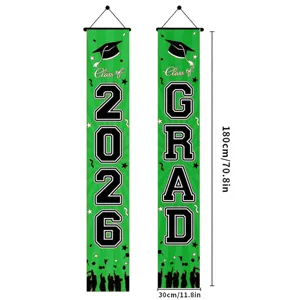 2026 Pancarta de Puerta de Graduación Letrero Colgante Decoración Fiesta 180x30cm
