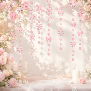Rosa Schleife Kreis Papier Girlande Hängende Dekoration für Geburtstag Party Kulisse.