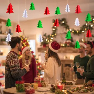 Kerstpapier boom hangende decoraties voor binnen feestelijke vakantie plafond decor.
