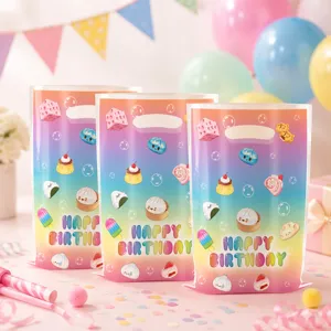 Birthday party gift bags rainbow gradient cute cartoon food design party supplies bag