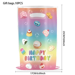 Cute cartoon kawaii food theme birthday party plastic gift bags 10pcs party favor supplies