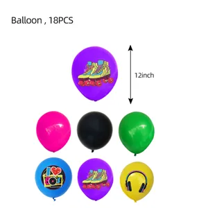 18 Stk 12 Zoll Retro 80er Jahre Thema Party Ballons Rollschuh Kopfhörer bedruckte Ballons