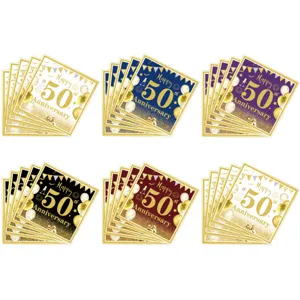 50. Jubiläum Party Papierservietten Set mit elegantem Goldfolien-Druck für Tische