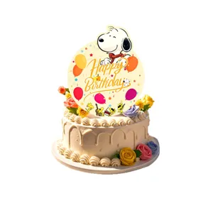 Snoopy birthday cake topper cartoon party decoration cute character card dessert decor