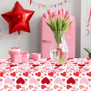 Valentinstag Herzmuster Einweg Tischdecke fuer romantische Party und Hochzeit Tischdekoration.