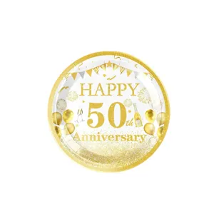 Goldene 50. Geburtstag Papierteller Party Geschirr Dekoration für die Jubiläumsfeier