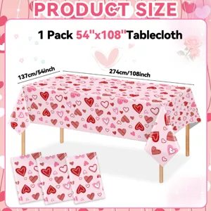 Valentinstag rosa Tischdecke wasserdicht Einweg Tischabdeckung Herzen Party 137x274 cm