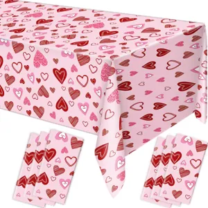 Valentinstag rosa Herz Tischdecke und Servietten Set für romantische Party Dekoration.