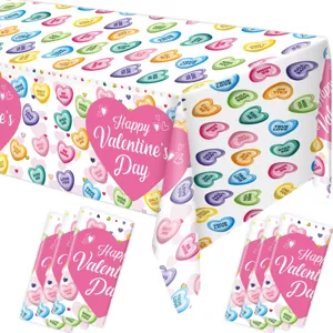 Valentinstag Tischdecke Set, Herzen Muster wasserdichte Party Tischabdeckung für Hochzeit.