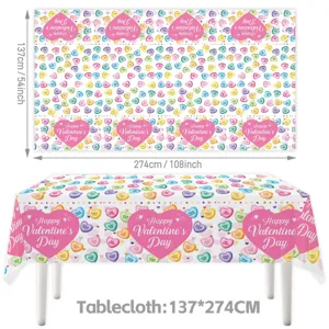 Valentinstag Tischdecke wasserdicht einweg Party Tischabdeckung 137x274cm Herzen Deko