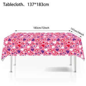 Valentinstag Tischdecke rosa Herzmuster wasserdichte Party Tischabdeckung 137x183cm