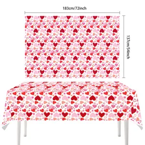 Valentinstag Herzmuster Einweg Party Tischdecke 183x137cm wasserdichte Tischabdeckung