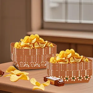 Braune Papierschiffchen Einweg Snackschalen dekorative hohle Papierschalen für Party Chips 50Stk