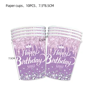 Rosa Glitzer Geburtstag Pappbecher Party Geschirr Set 10 Stk 7.5x8.5cm rosa Becher