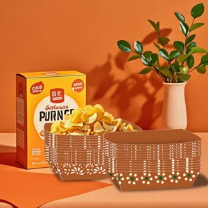 Einweg braune Papierspender Lebensmittelschalen Papierschalen fuer Party Snacks und Events.