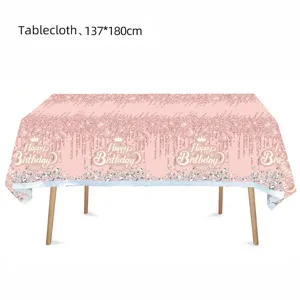 Rosa Diamant Geburtstag Party Tischtuch 137x180cm Tischabdeckung für Feier Dekoration