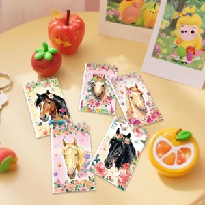Bonito juego de cuadernos en espiral con caballo bloc de notas portátil para estudiantes.