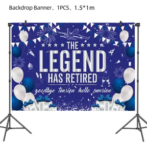 Blue retirement backdrop banner party decoration photography background supplies 1.5x1m