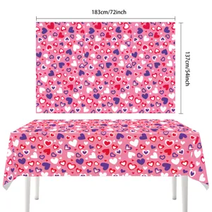 Valentinstag rosa Herz Tischtuch Einweg Party Tischabdeckung 183x137cm Dekoration