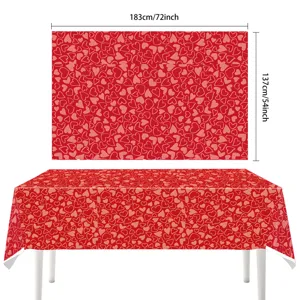Valentinstag rote Herzen Tischdecke einweg Party Tischabdeckung 183x137cm Dekoration