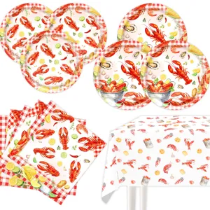 Hummer Design Einweg Party Geschirr Set mit Teller Serviette und Tischdecke fur Feier