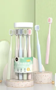 Cepillos de dientes de cerdas suaves cabeza ancha pack de 8 familia limpieza oral