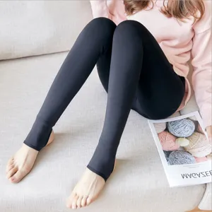Leggings thermiques noirs pour femmes pantalon d'hiver chaud doublé en polaire douce